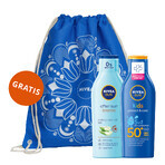 Nivea Sun Kids Protect &amp; Care Set, Lotion solaire protectrice pour enfants 5-en-1, SPF 50+, 200 ml + Lotion de prolongation après-soleil, 200 ml + sac à dos gratuit