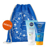 Set Nivea Sun Protect &amp; Moisture, lozione solare ultra idratante, SPF 50+, 150 ml + crema-gel lenitiva doposole, 175 ml + borsa zaino in omaggio