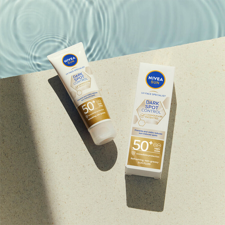 Nivea Sun Luminous 630 set, verfrissende zonnebrandcrème voor het gezicht, SPF 50+, 50 ml + caroteenzonnebrandcrème, SPF 6, 200 ml + gratis rugzakje