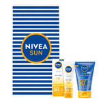 Nivea Sun Kids Protect &amp; Care set, crème solaire protectrice pour enfants 5in1, SPF 50+, 50 ml +v crème anti-âge haute protection, SPF 50, 50 ml + serviette de plage offerte