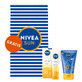 Nivea Sun Kids Protect &amp;amp; Care set, cr&#232;me solaire protectrice pour enfants 5in1, SPF 50+, 50 ml +v cr&#232;me anti-&#226;ge haute protection, SPF 50, 50 ml + serviette de plage offerte