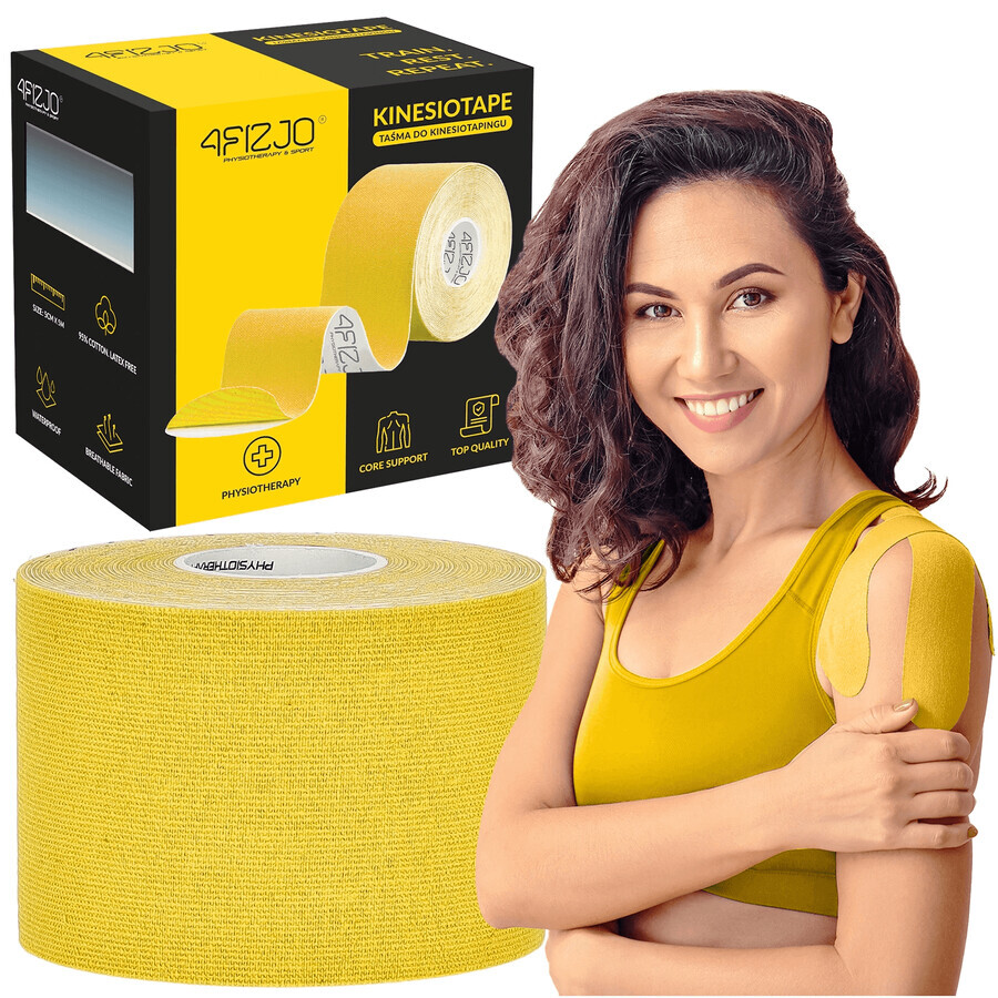 4Fizjo, kinesiotaping tape, yellow, 5 cm x 5 m