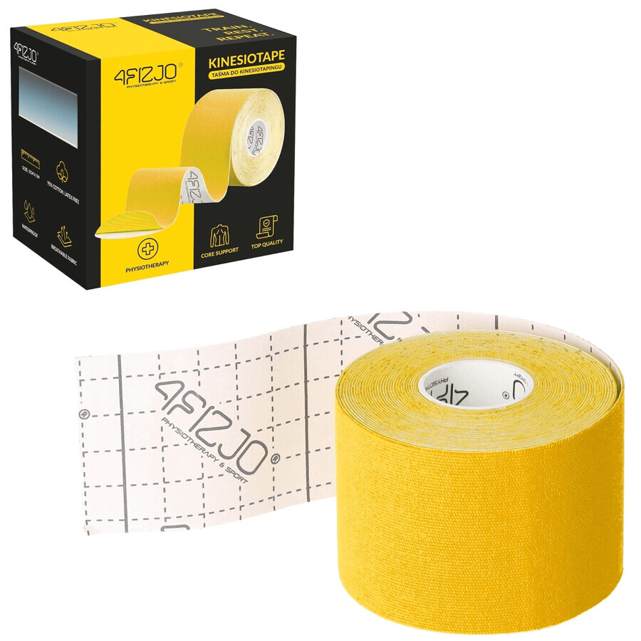 4Fizjo, kinesiotaping tape, yellow, 5 cm x 5 m