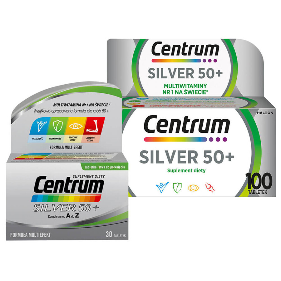 Centrum Silver 50+, 100 comprimés + Centrum Silver 50+, 30 comprimés gratuits