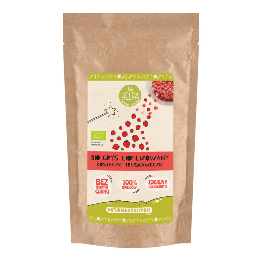 Gruau lyophilisé Helpa Bio, cubes de fraises, 20 g