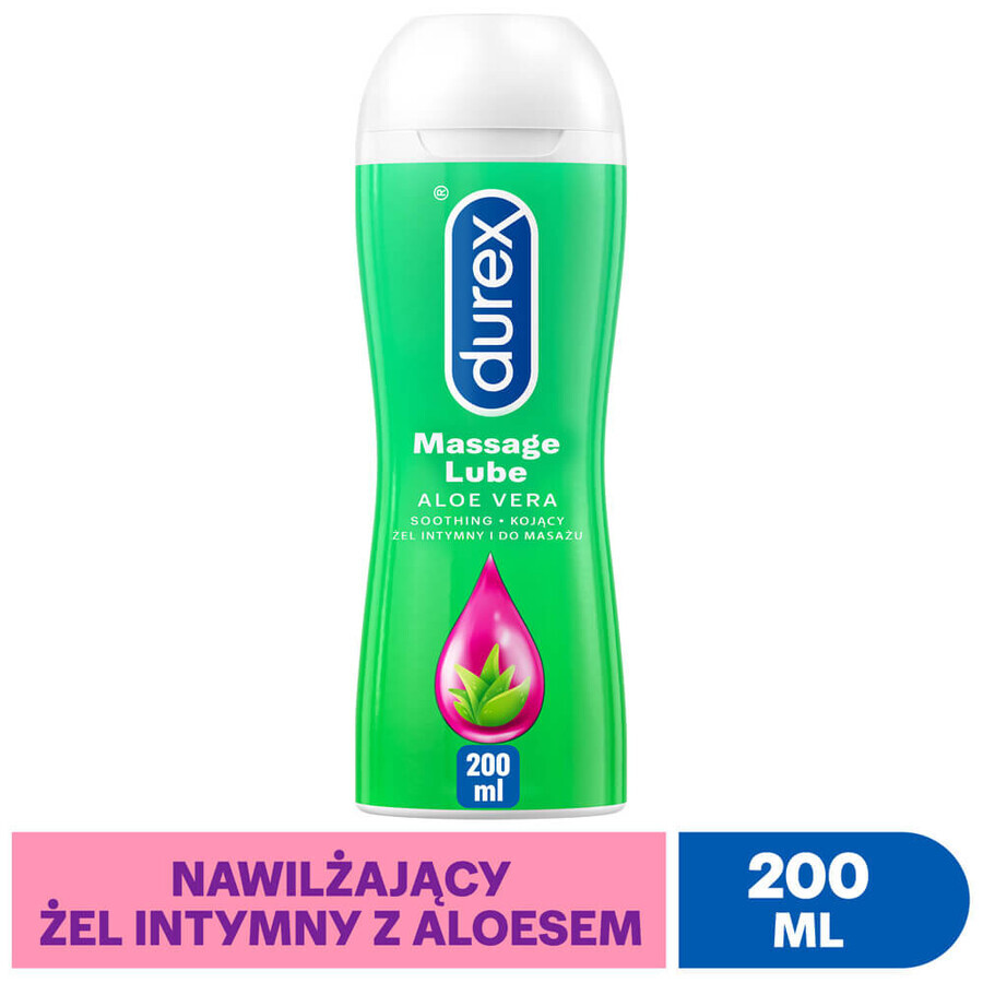 Durex, gel intime et de massage hydratant 2en1, aloe vera, 200 ml