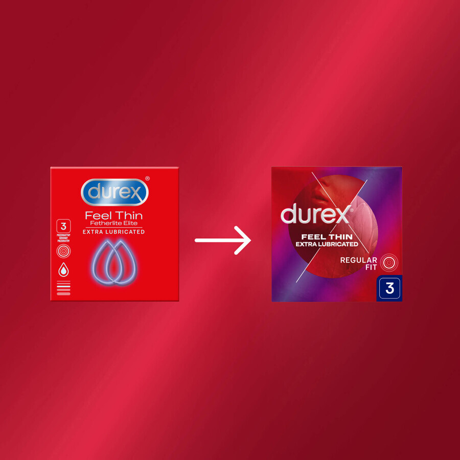 Durex Fetherlite Elite, préservatifs avec plus de lubrifiant, plus fins, 3 pièces