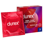 Durex Fetherlite Elite, préservatifs avec plus de lubrifiant, plus fins, 3 pièces