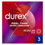 Durex Fetherlite Elite, préservatifs avec plus de lubrifiant, plus fins, 3 pièces