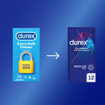 Durex Extra Safe, préservatifs avec plus de lubrifiant, renforcés, 12 pièces