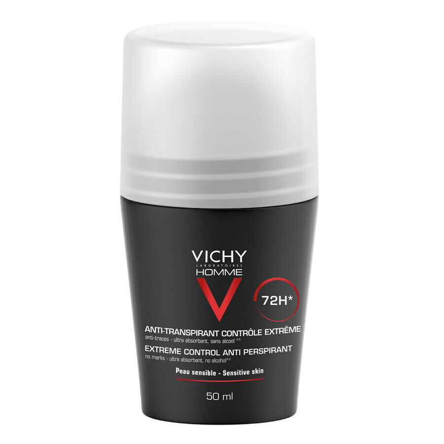 Vichy Homme, roll-on antiperspirant for men, 72-hour protection, 50 ml