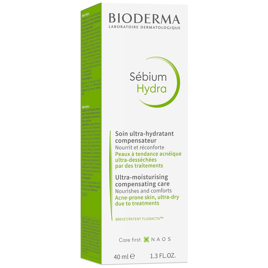 Bioderma Sebium Hydra, crème hydratante pour les peaux grasses et acnéiques, 40 ml