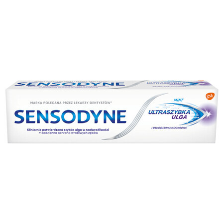 Sensodyne Ultrafast Relief, dentifrice pour dents hypersensibles, 75 ml