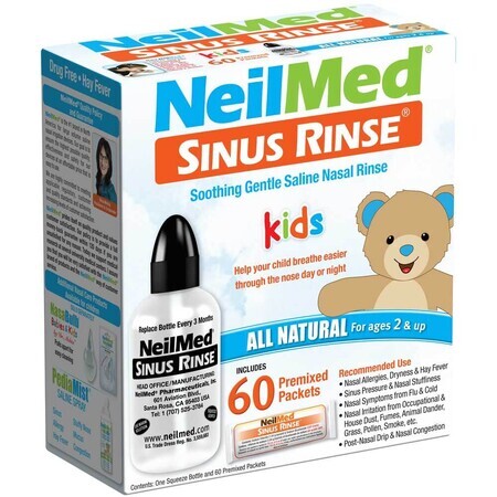 Kit pédiatrique Sinus Rinse, flacon de 120 ml et 60 sachets