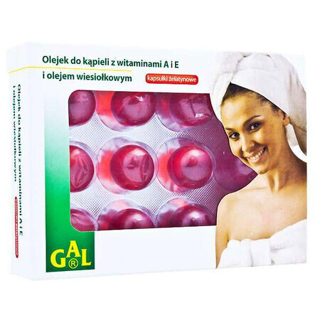 GAL, huile de bain avec vitamines A et E et huile d'onagre, 12 capsules de gélatine