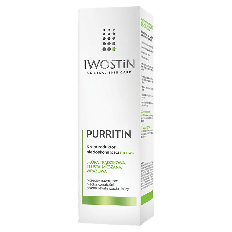 Iwostin Purritin, cremă de noapte care reduce imperfecțiunile, 40 ml