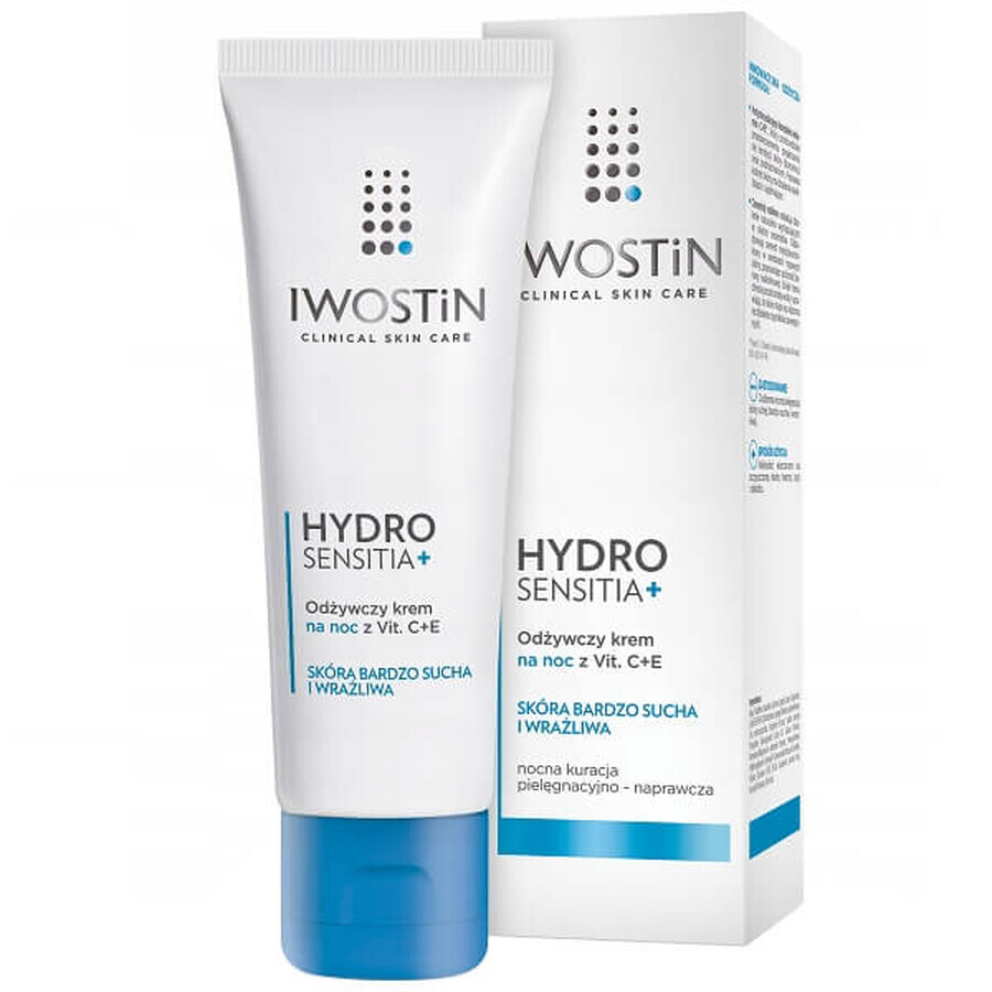 Iwostin Hydro Sensitia, nourishing night cream with vitamins C+E, 50 ml