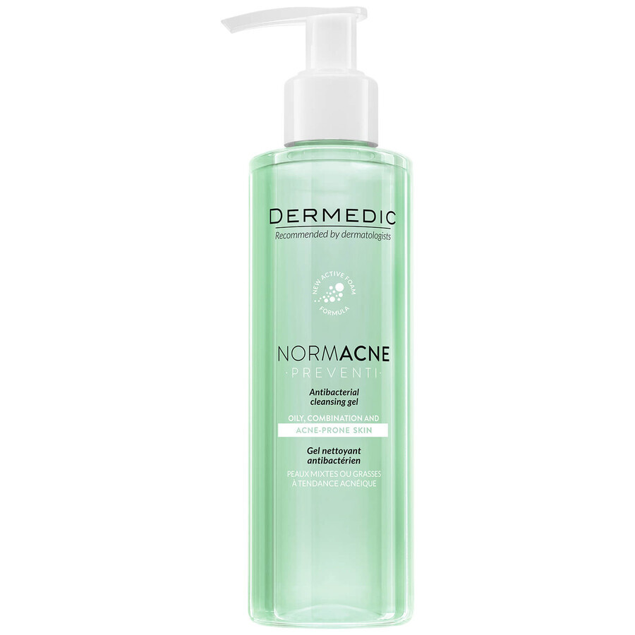 Dermedic NormAcne Preventi, gel nettoyant antibactérien, peaux grasses, mixtes et acnéiques, 200 ml