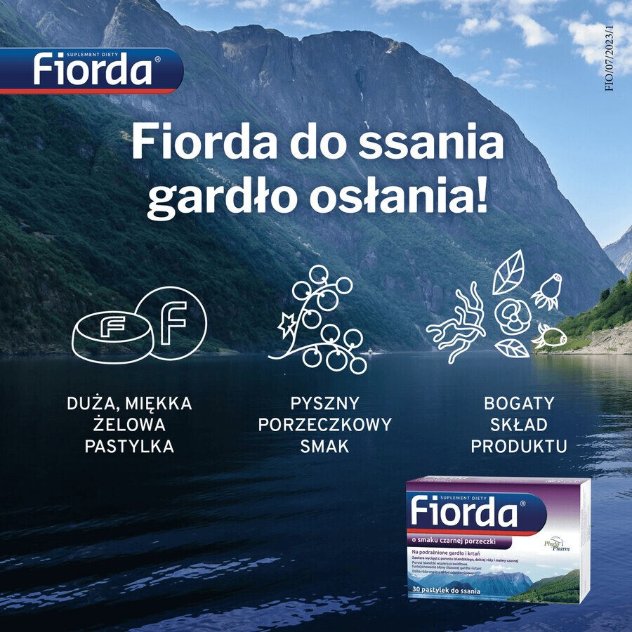 Fiorda, blackcurrant flavor, 30 tablets