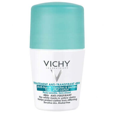 Vichy, roll-on anti-transpirant 48h, contre les marques sur les vêtements, 50 ml