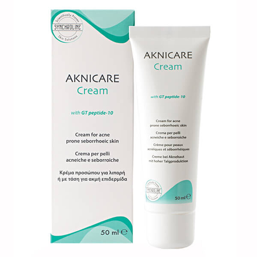 Synchroline Aknicare Cream, crème avec GT-peptide 10, peau acnéique et séborrhéique, 50 ml