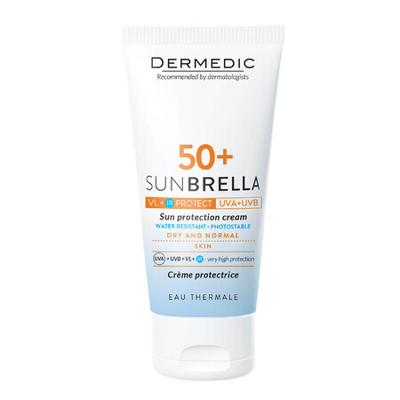 Dermedic Sunbrella, crème protectrice pour le visage, peaux sèches et normales, SPF 50+, 50 g