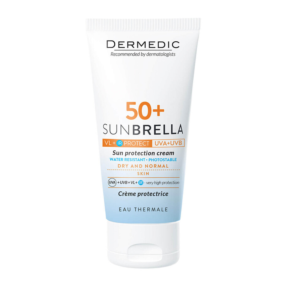 Dermedic Sunbrella, crème protectrice pour le visage, peaux sèches et normales, SPF 50+, 50 g