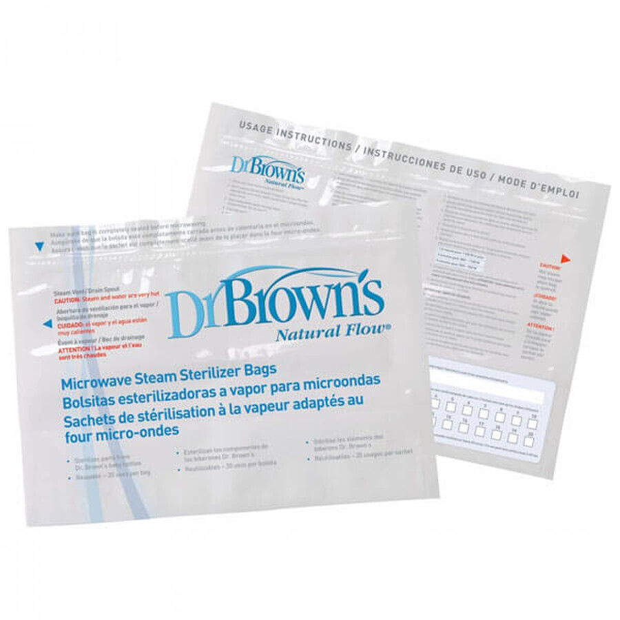 Dr Brown's, sacs de stérilisation pour biberons et accessoires, réutilisables, 5 pièces