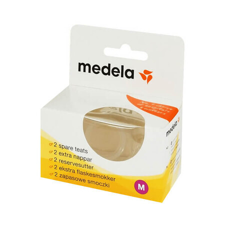 Medela, tétine de biberon, silicone, taille M, débit moyen, 4-6 mois, 2 pièces