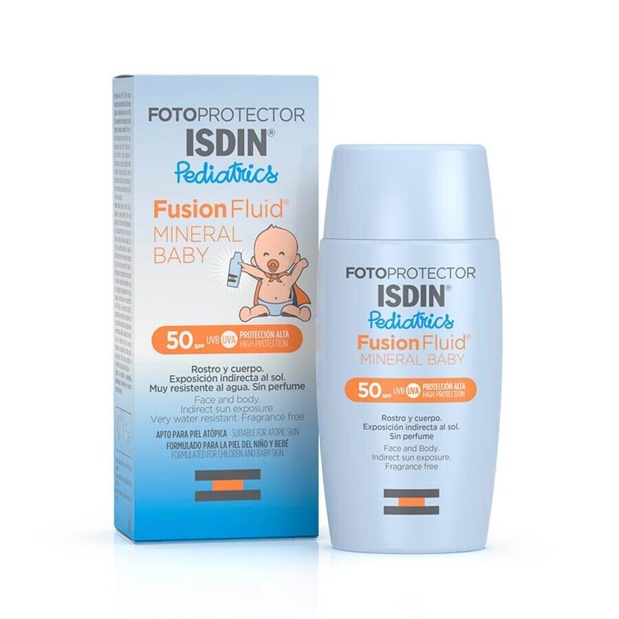 Isdin Fusion Fluido Solar Mineral para Niños con FPS 50, 50 ml