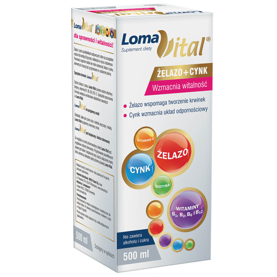 Loma Vital Iron + Zinc, liquide, 500 ml