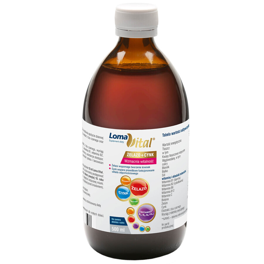 Loma Vital Iron + Zinc, liquide, 500 ml