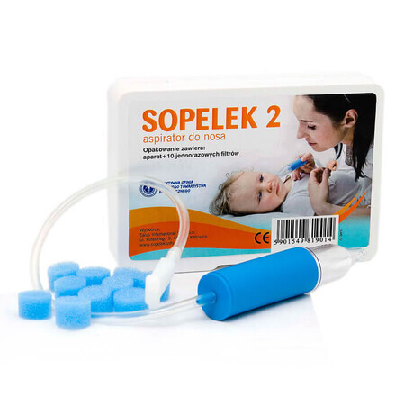 Sopelek 2, aspirateur nasal, dès la naissance + filtres d'aspiration, jetables, 10 pièces