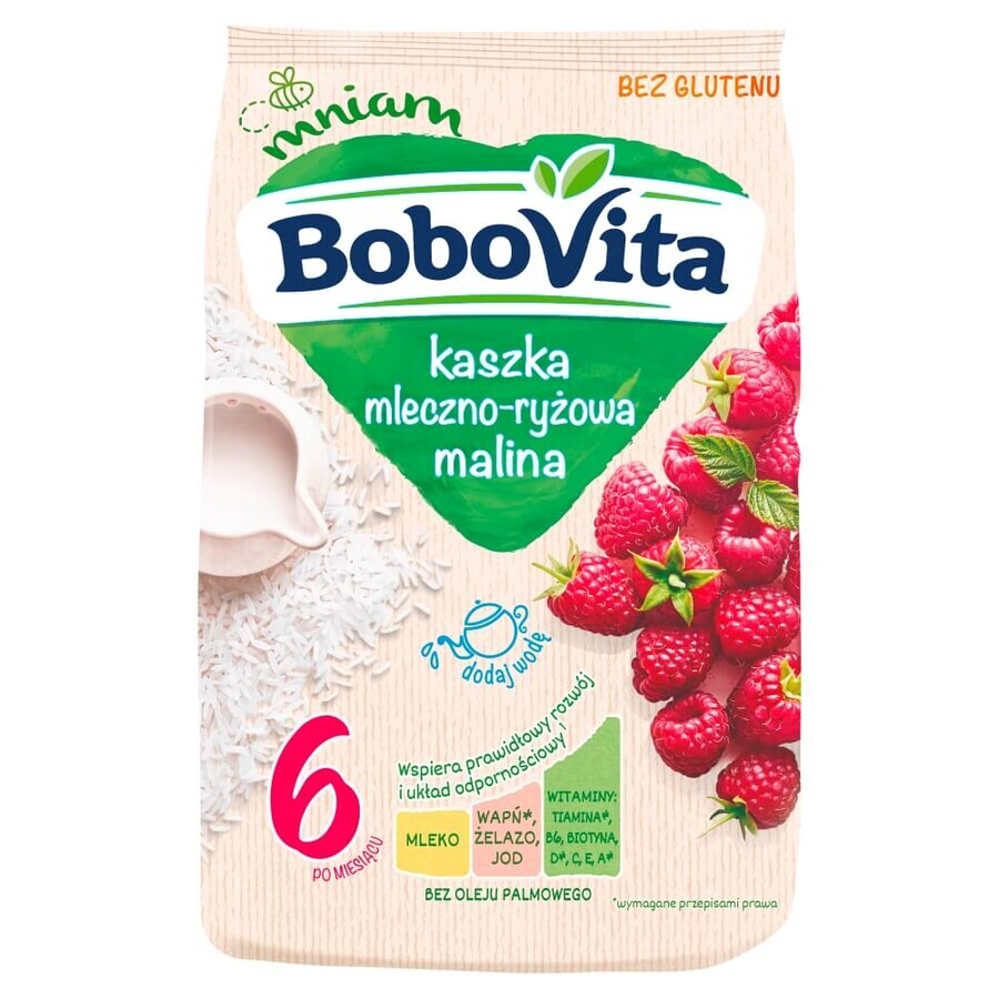 BoboVita Melk-rijstpap, framboos, glutenvrij, na 6 maanden, 230 g