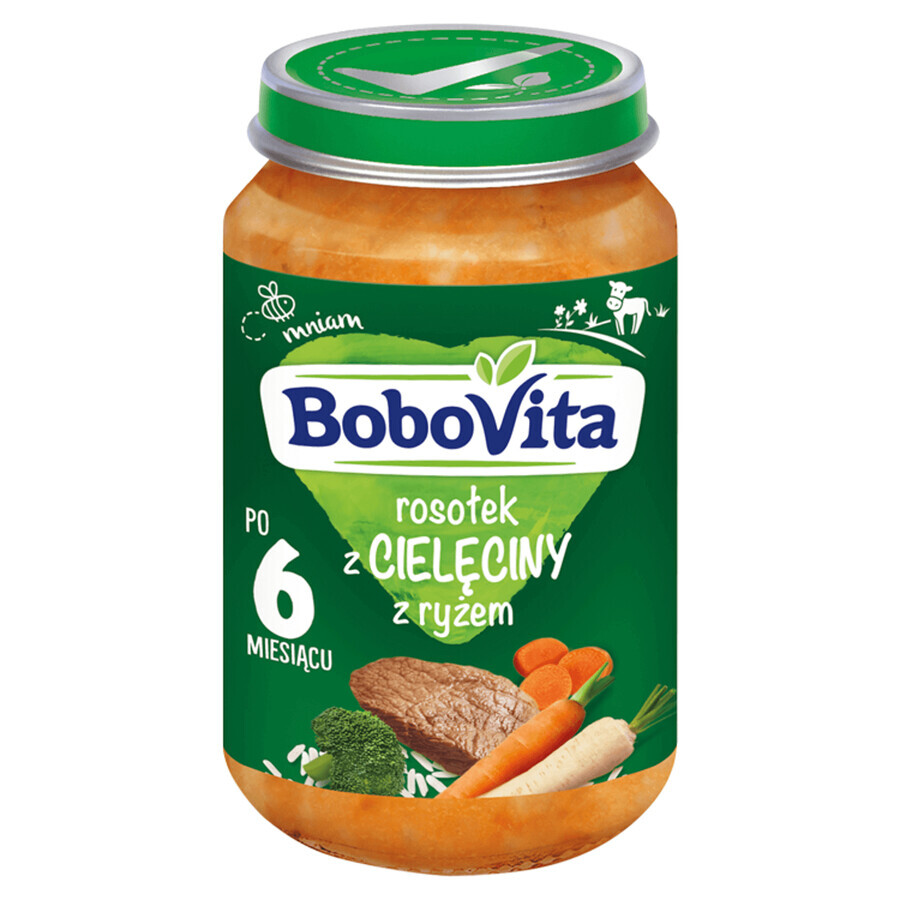 BoboVita Soup delicate veal broth with rice, after 6 months, 190 g