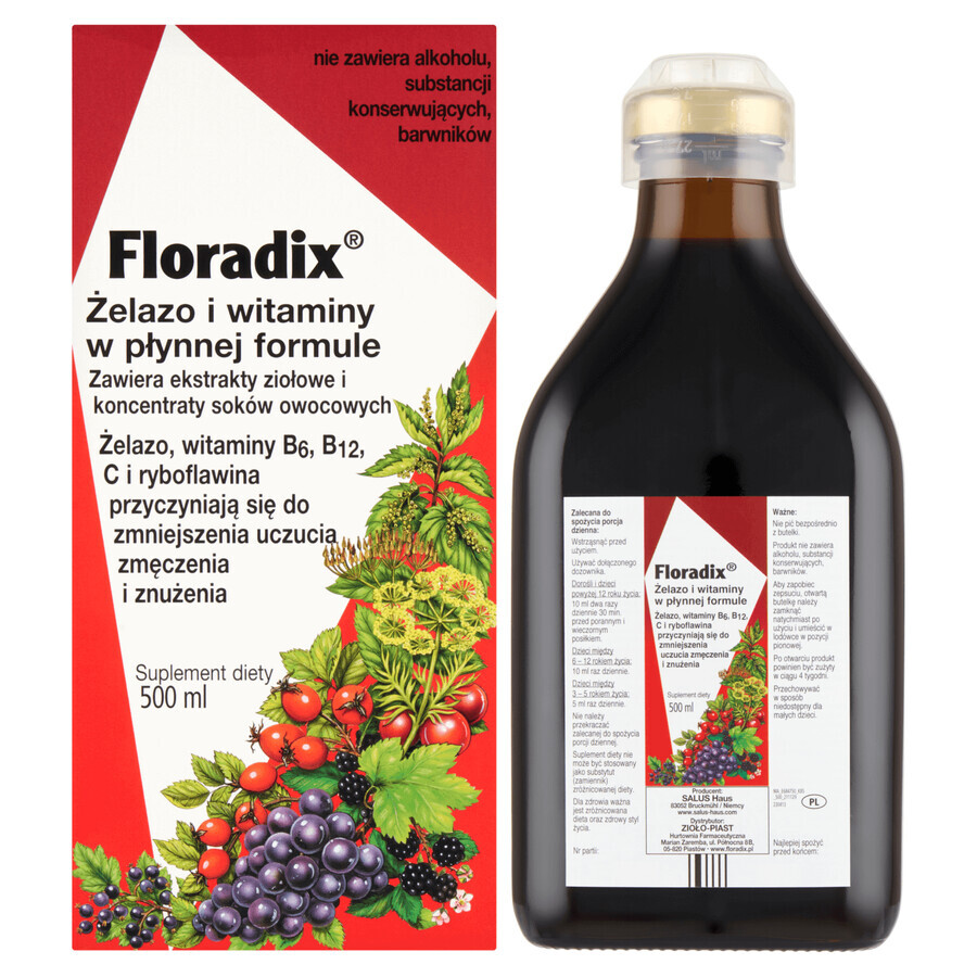 Floradix ijzer &amp; vitaminen, 500 ml