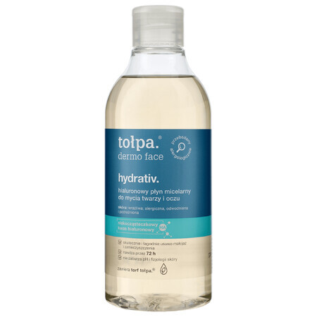 Tolpa Dermo Face, Hydrativ, fluide micellaire pour le visage et les yeux, hydratant, 400 ml