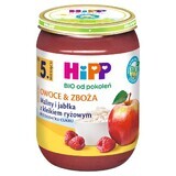 HiPP Fruits &amp; Cereals Bio, zmeură și mere cu terci de orez, după 5 luni, 190 g