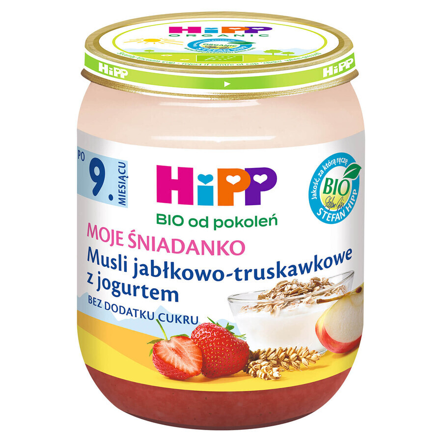 HiPP Moje Śniadanko Bio, appel- en aardbeienmuesli met yoghurt, na 9 maanden, 160 g