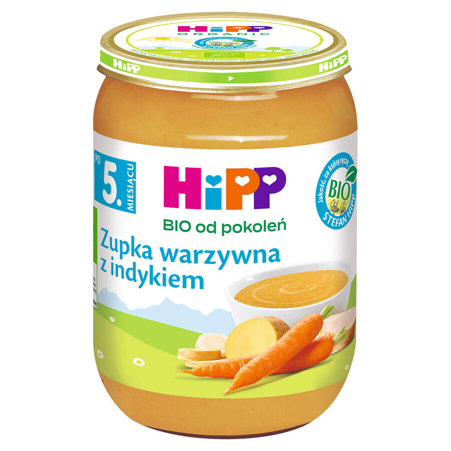 HiPP Bio supă de legume cu curcan, după 5 luni, 190 g