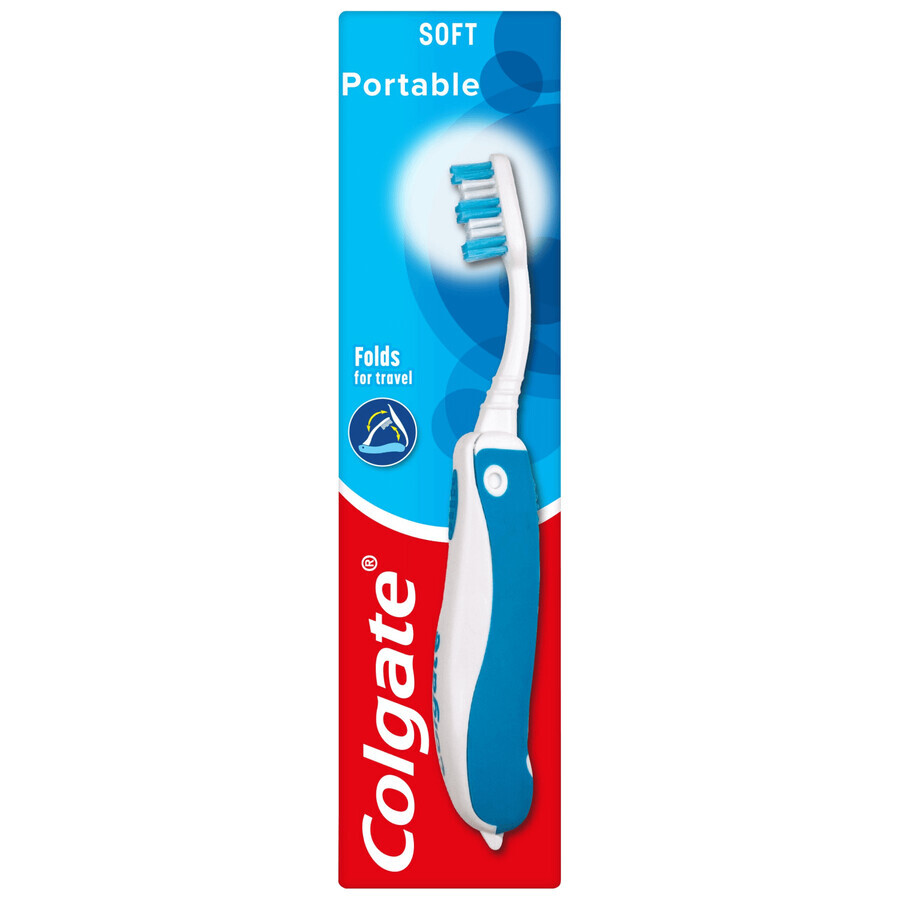 Colgate Portable/Travel, brosse à dents pliable de voyage, souple, 1 pièce