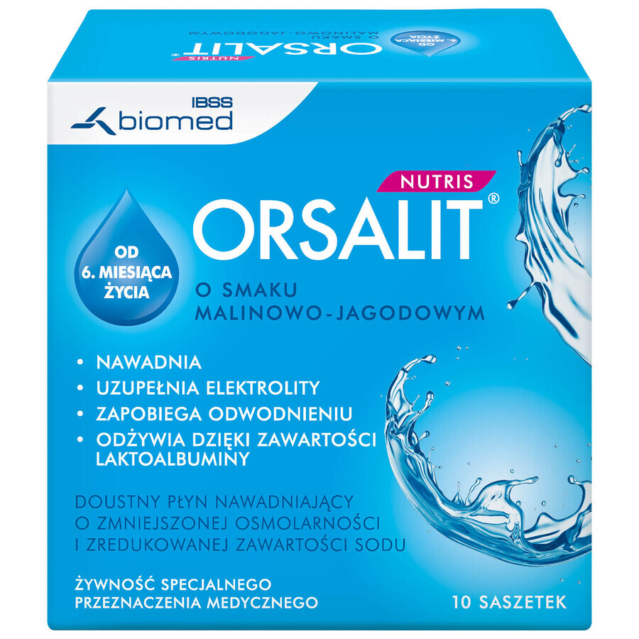 Orsalit Nutris, saveur framboise et myrtille, 10 sachets