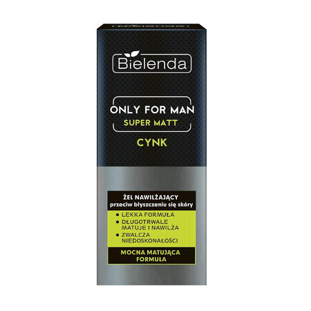 Bielenda Only For Men Super Matt, gel hydratant contre la brillance de la peau, zinc, 50 ml