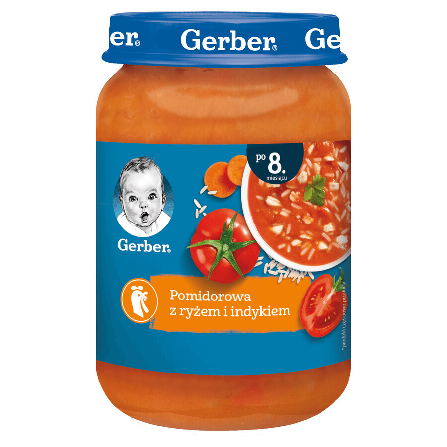 Gerber soup, tomatoes with rice and turkey, after 8 months, 190 g