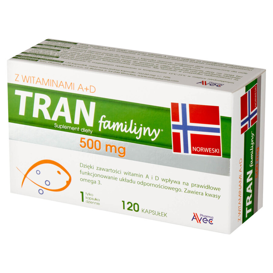 Avec Pharma Family Tranium avec vitamines A + D, 120 gélules