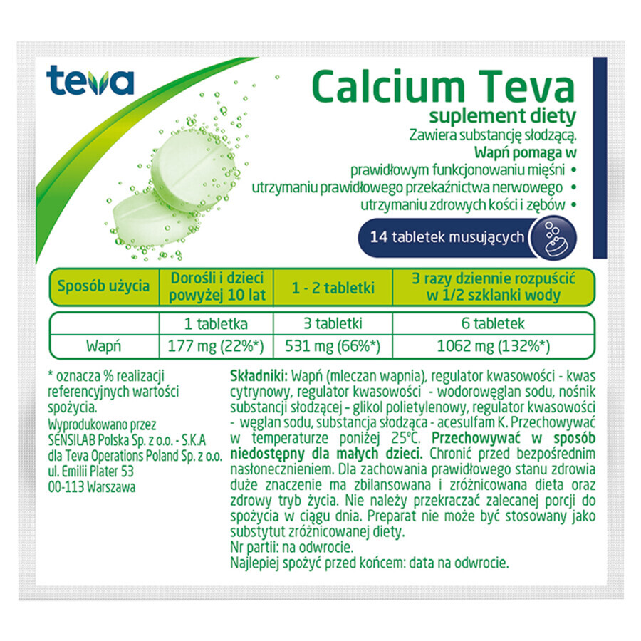 Calcium Teva, 14 Brausetabletten