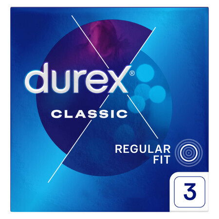 Durex Classic, préservatifs classiques lisses, 3 pièces