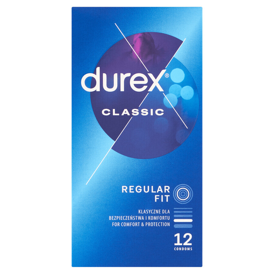 Durex Classic, préservatifs classiques lisses, 12 pièces