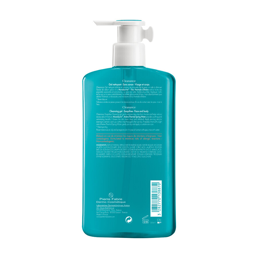 Avene Cleanance - Gel Detergente Senza Sapone Viso e Corpo, 400ml