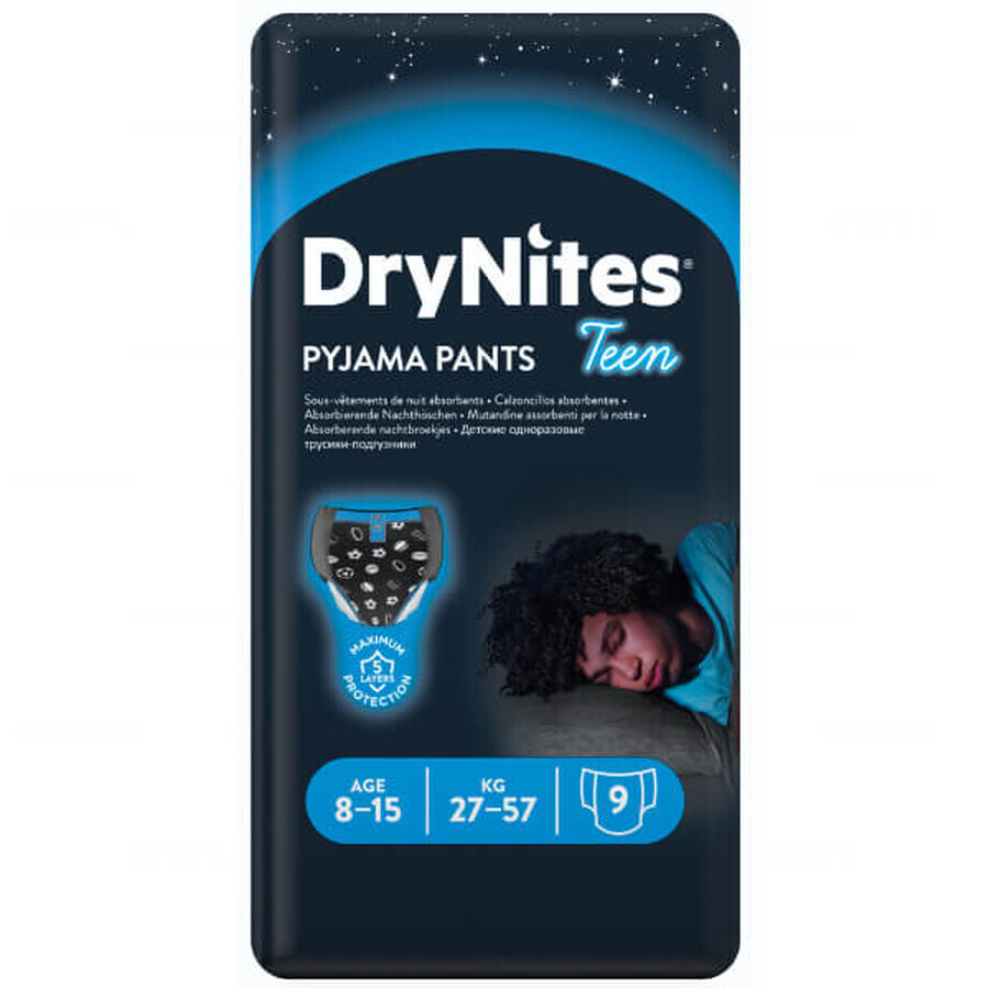 Huggies DryNites, slips de nuit pour garçons, 8 -15 ans, 27-57 kg, 9 pièces